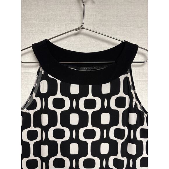 Tiana B Black & Cream Geometric Print Sleeveless Dress - Size L - Picture 3 of 8